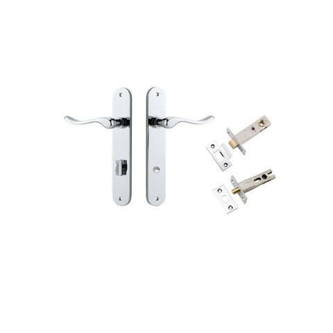 Iver Stirling Solid Brass Door Lever on Oval Backplate | Separate Privacy Kit | 8 Finishes - Polished Chrome