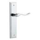 IVER Stirling Door Lever Handle On Stepped Backplate | Passage Lever Set Only | 8 Finishes - Polished Chrome