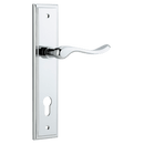 IVER Stirling Door Lever Handle On Stepped Backplate | Entrance Lever Set Only | 8 Finishes - Polished Chrome