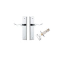 IVER Stirling Door Lever Handle On Stepped Backplate | Passage Kit | 8 Finishes - Polished Chrome