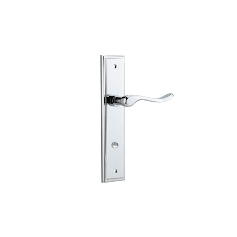 IVER Stirling Door Lever Handle On Stepped Backplate | Privacy Lever Set Only | 8 Finishes - Polished Chrome