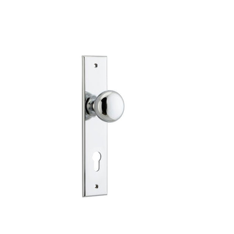 IVER Cambridge Door Knob On Chamfered Backplate | Entrance Lever Set Only | 9 Finishes - Polished Chrome