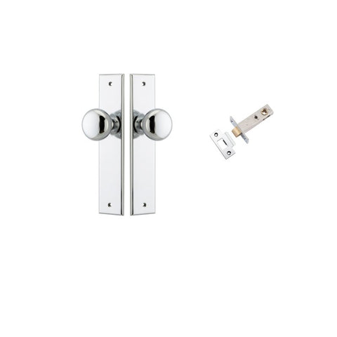 IVER Cambridge Door Knob On Chamfered Backplate | Passage Kit | 9 Finishes - Polished Chrome
