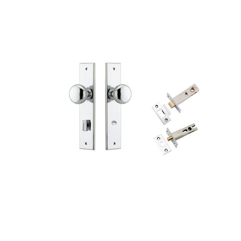 IVER Cambridge Door Knob On Chamfered Backplate | Separate Privacy Kit | 9 Finishes - Polished Chrome