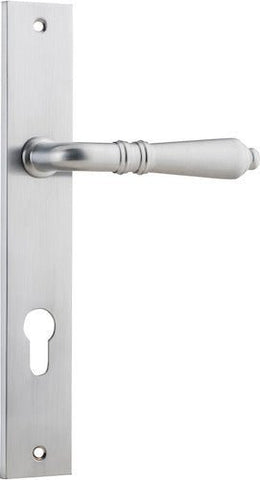 IVER Sarlat Lever Door Handle On Rectangular Backplate | Entrance Lever Set Only | 10 Finishes - Brushed Chrome