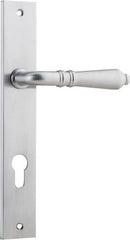 IVER Sarlat Lever Door Handle On Rectangular Backplate | Entrance Lever Set Only | 10 Finishes - Brushed Chrome
