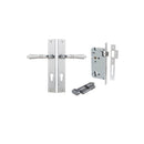 IVER Sarlat Lever Door Handle On Rectangular Backplate | Entrance Kit (Key/Thumb) | 10 Finishes - Brushed Chrome