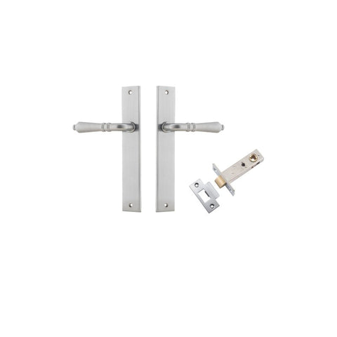 IVER Sarlat Lever Door Handle On Rectangular Backplate | Passage Kit | 10 Finishes - Brushed Chrome
