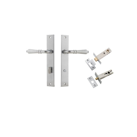 IVER Sarlat Lever Door Handle On Rectangular Backplate | Separate Privacy Kit | 10 Finishes - Brushed Chrome