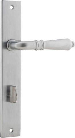 IVER Sarlat Lever Door Handle On Rectangular Backplate | Privacy Lever Set Only | 10 Finishes - Brushed Chrome
