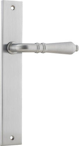 IVER Sarlat Lever Door Handle On Rectangular Backplate | Passage Lever Set Only | 10 Finishes - Brushed Chrome