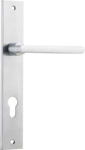 IVER Baltimore Door Lever Handle On Rectangular Backplate | Entrance- Lever Only | 7 Finishes - Brushed Chrome