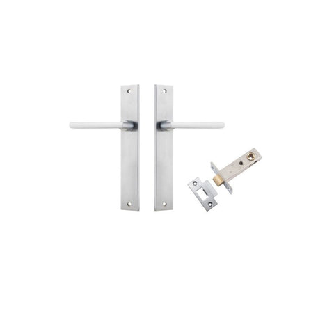 IVER Baltimore Door Lever Handle On Rectangular Backplate | Passage Kit | 7 Finishes - Brushed Chrome