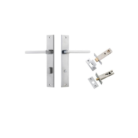 IVER Baltimore Door Lever Handle On Rectangular Backplate | Separate Privacy Kit | 7 Finishes - Brushed Chrome