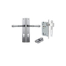 IVER Verona Door Lever Handle On Rectangular Backplate | Entrance Kit (Key/Key) | 9 Finishes - Brushed Chrome