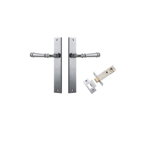 IVER Verona Door Lever Handle On Rectangular Backplate | Passage Kit | 9 Finishes - Brushed Chrome