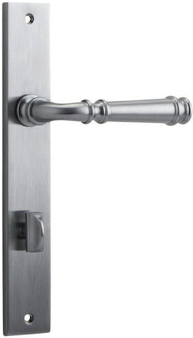 IVER Verona Door Lever Handle On Rectangular Backplate | Privacy Lever Set Only | 9 Finishes - Brushed Chrome