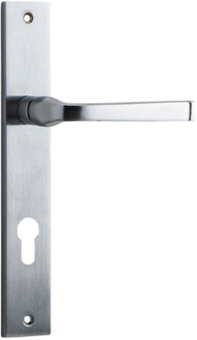 IVER Annecy Door Lever Handle On Rectangular Backplate | Entrance Lever Set Only | 9 Finishes - Brushed Chrome