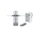 IVER Annecy Door Lever Handle On Rectangular Backplate | Entrance Kit (Key/Thumb) | 9 Finishes - Brushed Chrome