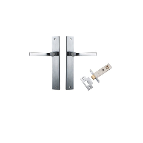 IVER Annecy Door Lever Handle On Rectangular Backplate | Passage Kit | 9 Finishes - Brushed Chrome