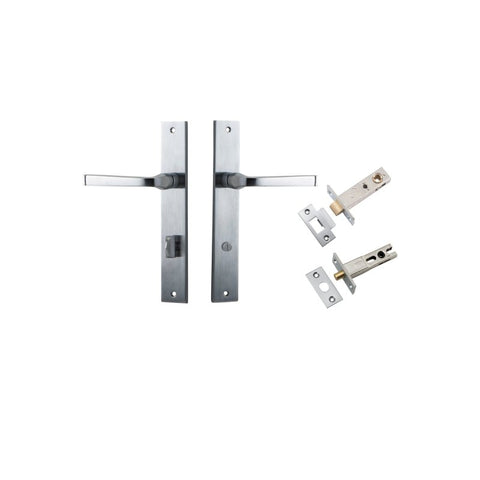 IVER Annecy Door Lever Handle On Rectangular Backplate | Separate Privacy Kit | 9 Finishes - Brushed Chrome