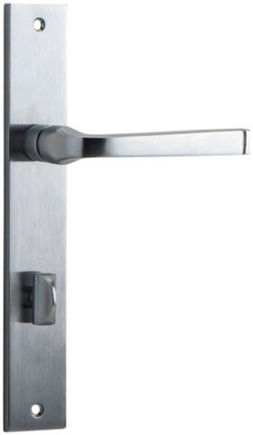 IVER Annecy Door Lever Handle On Rectangular Backplate | Privacy Lever Set Only | 9 Finishes - Brushed Chrome