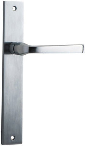 IVER Annecy Door Lever Handle On Rectangular Backplate | Passage Lever Set Only | 9 Finishes - Brushed Chrome