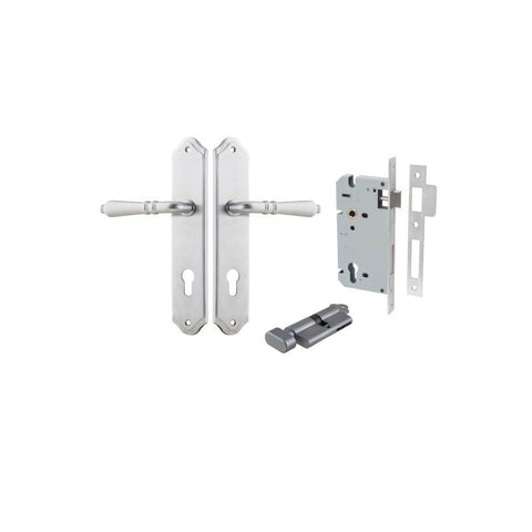 IVER Sarlat Lever Door Handle On Shouldered Backplate | Entrance Kit (Key/Thumb) | 10 Finishes - Brushed Chrome