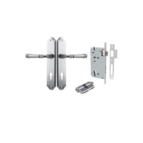 IVER Verona Door Lever Handle On Shouldered Backplate | Entrance Kit (Key/Key) | 9 Finishes - Brushed Chrome