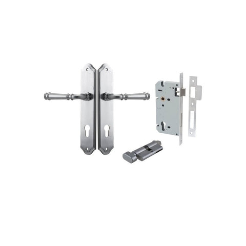 IVER Verona Door Lever Handle On Shouldered Backplate | Entrance Kit (Key/Thumb) | 9 Finishes - Brushed Chrome