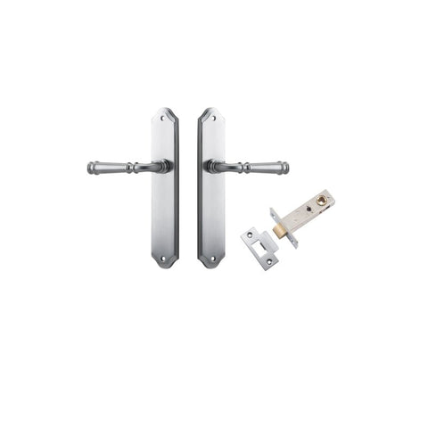 IVER Verona Door Lever Handle On Shouldered Backplate | Passage Kit | 9 Finishes - Brushed Chrome