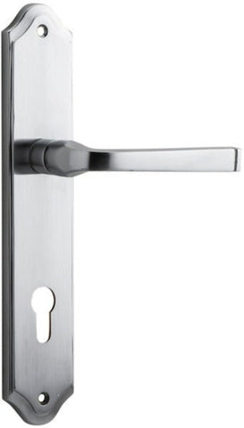 IVER Annecy Door Lever Handle On Shouldered Backplate | Entrance Lever Set Only | 9 Finishes - Brushed Chrome