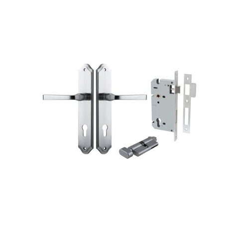 IVER Annecy Door Lever Handle On Shouldered Backplate | Entrance Kit (Key/Thumb) | 9 Finishes - Brushed Chrome