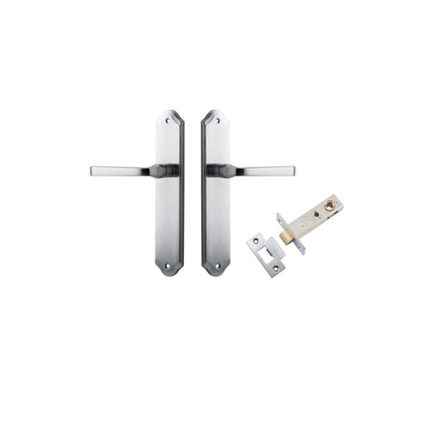 IVER Annecy Door Lever Handle On Shouldered Backplate | Passage Kit | 9 Finishes - Brushed Chrome