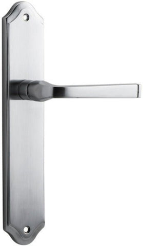 IVER Annecy Door Lever Handle On Shouldered Backplate | Passage Lever Set Only | 9 Finishes - Brushed Chrome