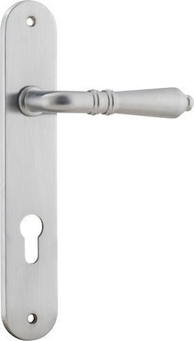 Iver Sarlat Solid Brass Door Lever on Oval Backplate | Entrance Lever Set Only | 10 Finishes - Brushed Chrome