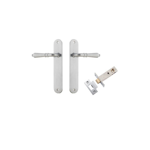 Iver Sarlat Solid Brass Door Lever on Oval Backplate | Passage Kit | 10 Finishes - Brushed Chrome
