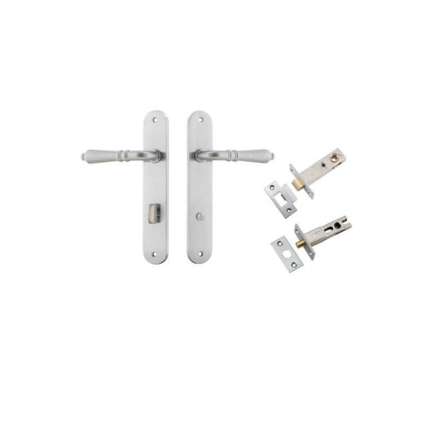 Iver Sarlat Solid Brass Door Lever on Oval Backplate | Separate Privacy Kit | 10 Finishes - Brushed Chrome