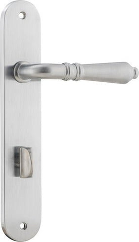 Iver Sarlat Solid Brass Door Lever on Oval Backplate | Privacy Lever Set Only | 10 Finishes - Brushed Chrome