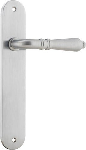 Iver Sarlat Solid Brass Door Lever on Oval Backplate | Passage Lever Set Only | 10 Finishes - Brushed Chrome