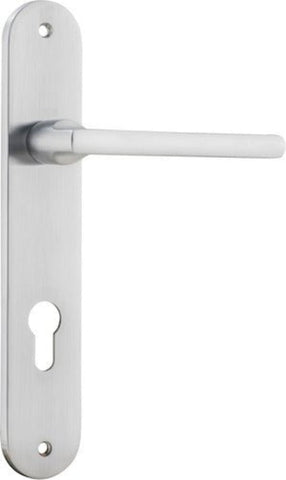 Iver Baltimore Solid Brass Door Lever on Oval Backplate | Entrance Lever Set Only | 7 Finishes - Brushed Chrome