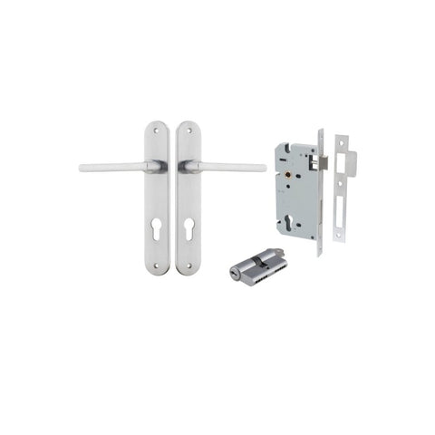Iver Baltimore Solid Brass Door Lever on Oval Backplate | Entrance Kit (Key/Key) | 7 Finishes - Brushed Chrome