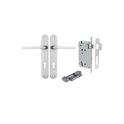 Iver Baltimore Solid Brass Door Lever on Oval Backplate | Entrance Kit (Key/Thumb) | 7 Finishes - Brushed Chrome