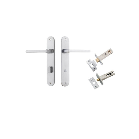 Iver Baltimore Solid Brass Door Lever on Oval Backplate | Separate Privacy Kit | 7 Finishes - Brushed Chrome