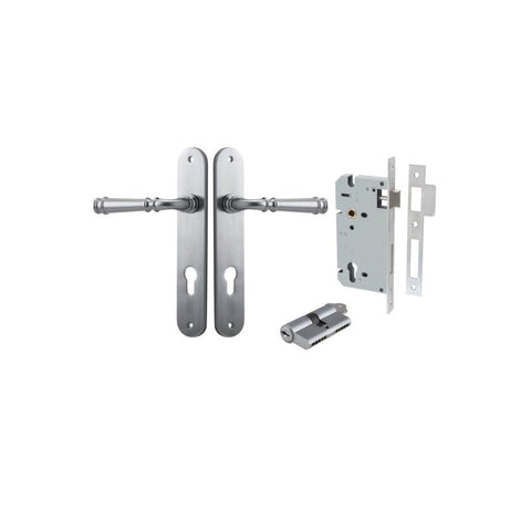 Iver Verona Solid Brass Door Lever on Oval Backplate | Entrance Kit (Key/Key) | 9 Finishes - Brushed Chrome