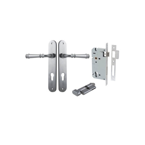 Iver Verona Solid Brass Door Lever on Oval Backplate | Entrance Kit (Key/Thumb) | 9 Finishes - Brushed Chrome