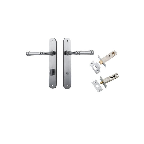 Iver Verona Solid Brass Door Lever on Oval Backplate | Separate Privacy Kit | 9 Finishes - Brushed Chrome