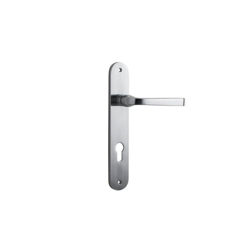 Iver Annecy Solid Brass Door Lever on Oval Backplate | Entrance Lever Set Only | 9 Finishes - Brushed Chrome