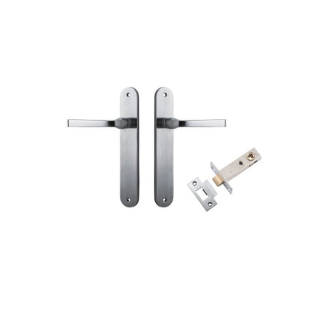 Iver Annecy Solid Brass Door Lever on Oval Backplate | Passage Kit | 9 Finishes - Brushed Chrome