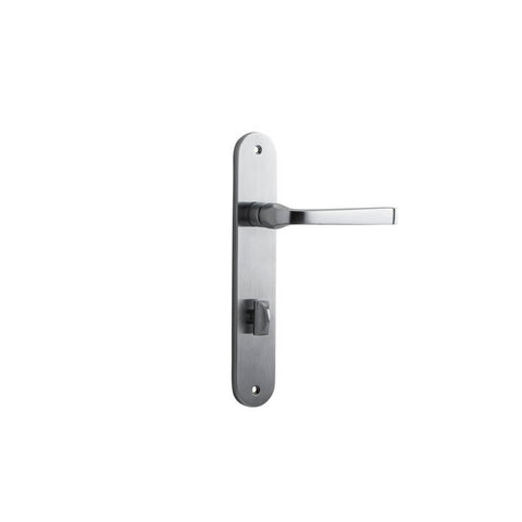 Iver Annecy Solid Brass Door Lever on Oval Backplate | Privacy Lever Set Only | 9 Finishes - Brushed Chrome